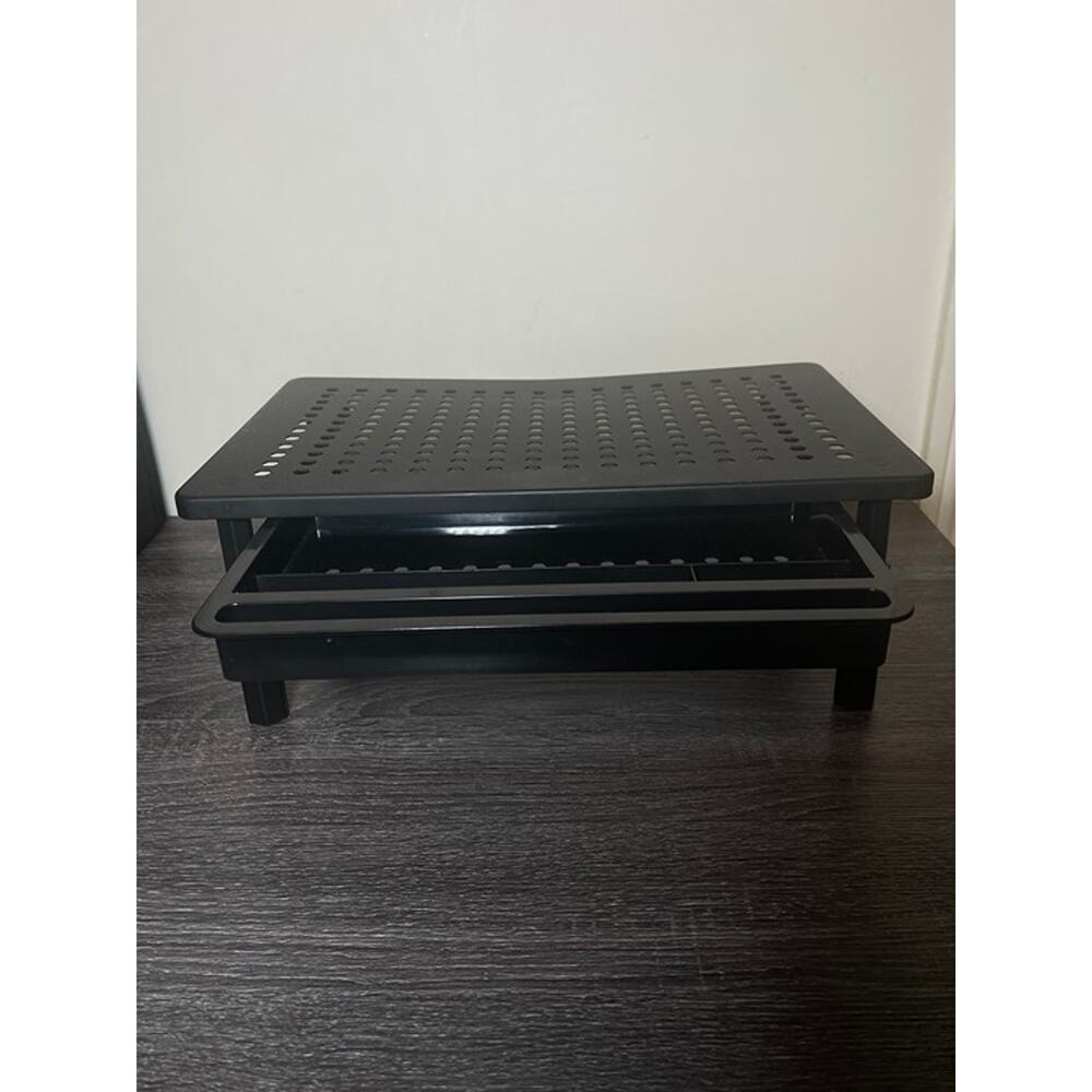 Adjustable Monitor Stand Riser Black Desktop Organizer Pair USED